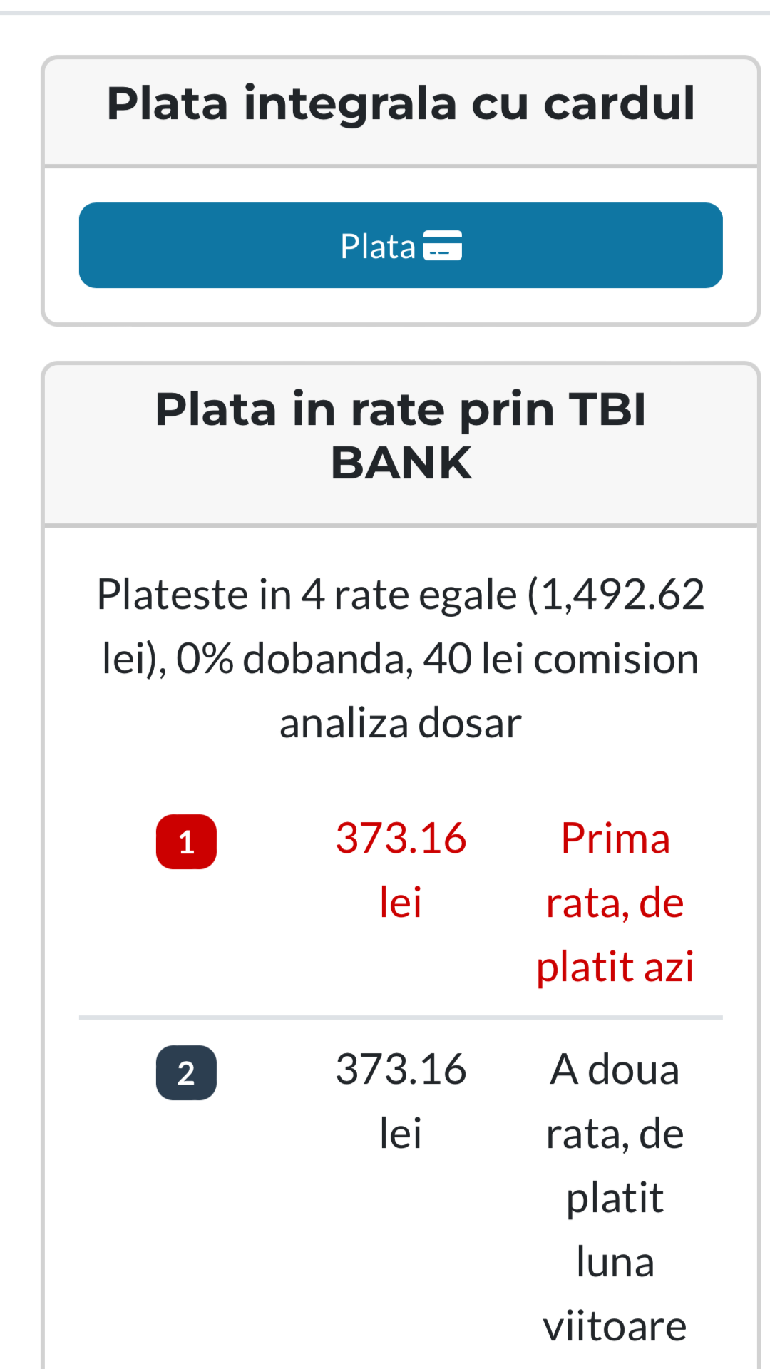 Plata online cu cardul